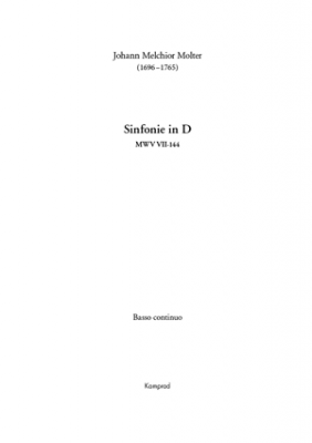 Johann Melchior Molter: Sinfonie in D für zwei Violinen, Viola, zwei Oboen, zwei Fagotte, zwei Hörner (in D), drei Trompeten (in D), Pauken und Basso continuo MWV VII-144 (Einzelstimme: Basso continuo)