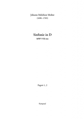 Johann Melchior Molter: Sinfonie in D für zwei Violinen, Viola, zwei Oboen, zwei Fagotte, zwei Hörner (in D), drei Trompeten (in D), Pauken und Basso continuo MWV VII-144 (Einzelstimme: Fagott I und II)