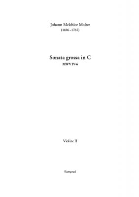 Johann Melchior Molter: Sonata grossa in C für zwei Violinen, Viola, zwei Oboen, Fagott und Basso continuo MWV IV-6 (Einzelstimme: Violine II)